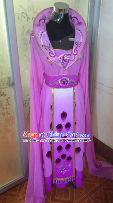Chinese Traditional Beijing Opera Young Lady Purple Dress Ancient Peri Embroidered Costume for Women