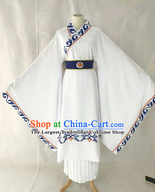 Chinese Traditional Beijing Opera Niche White Clothing Ancient Prince Scholar Embroidered Costume for Men
