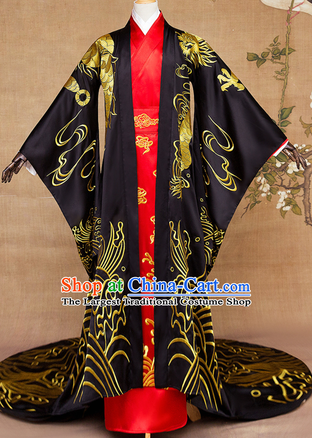 Ancient Chinese Emperor Embroidered Dragon Royal Clothing Complete Set
