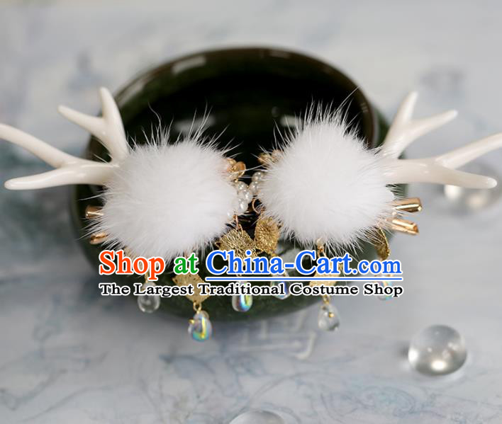 Chinese Traditional Hanfu Hair Accessories Ancient Princess Antlers Tassel Hairpins for Women