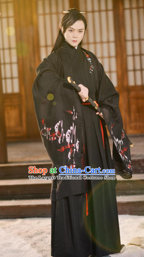 Traditional Chinese Jin Dynasty Knight Historical Costume Ancient Swordsmen Hanfu Clothing for Men