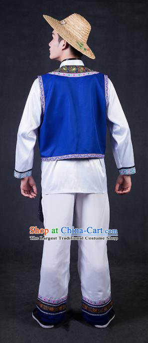 Chinese Traditional Jing Nationality White Clothing Ethnic Bridegroom Folk Dance Costume for Men