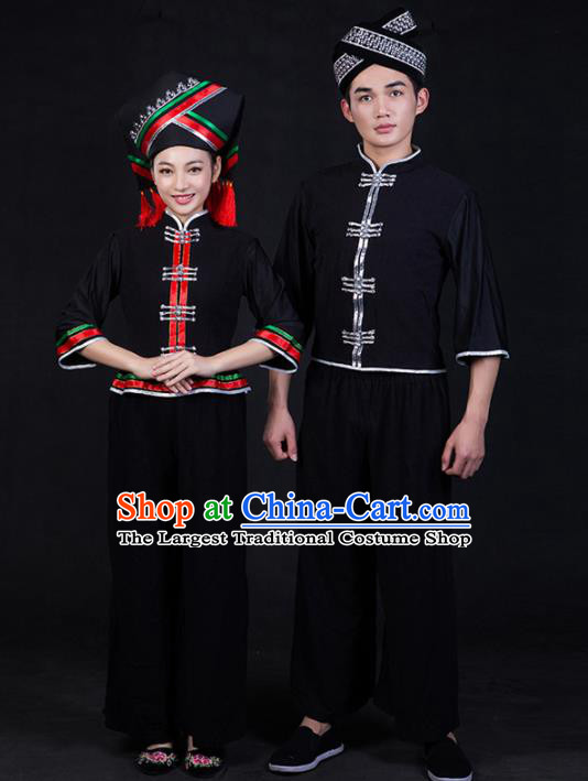 Chinese Traditional Ethnic Folk Dance Costumes Zhuang Nationality Clothing for Women for Men