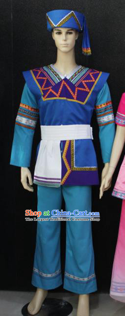 Chinese Traditional Zhuang Nationality Festival Clothing Ethnic Folk Dance Costume for Men