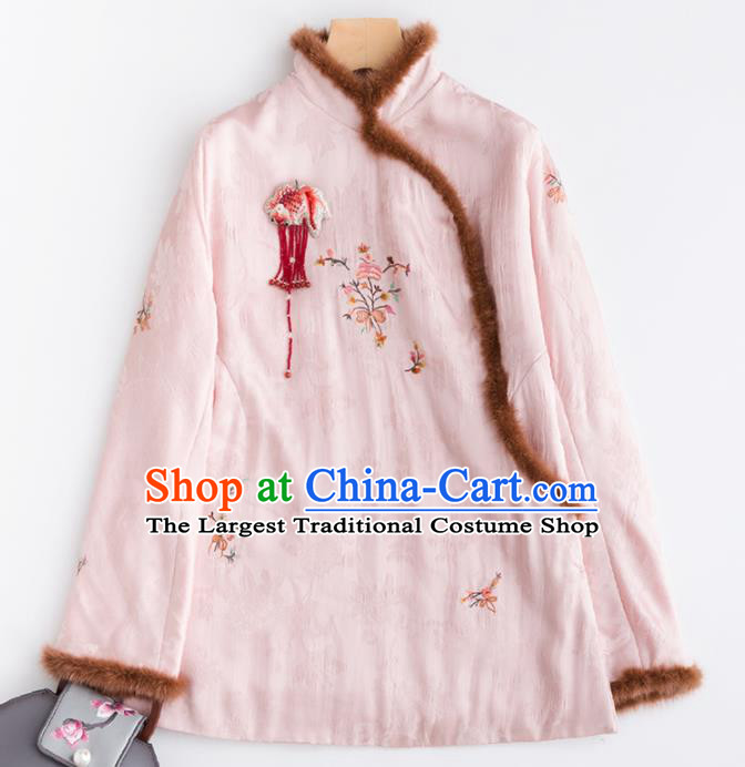 Chinese Traditional Tang Suit Cotton Wadded Jacket National Costume Upper Outer Garment for Women