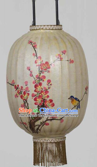 Chinese Traditional Ink Painting Plum Blossom Bird Lantern Handmade New Year Palace Lanterns