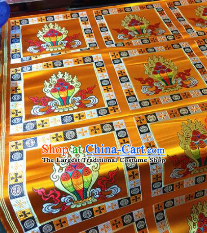 Chinese Traditional Buddhism Manichaeus Pattern Golden Brocade Silk Fabric Tibetan Robe Satin Fabric Asian Material