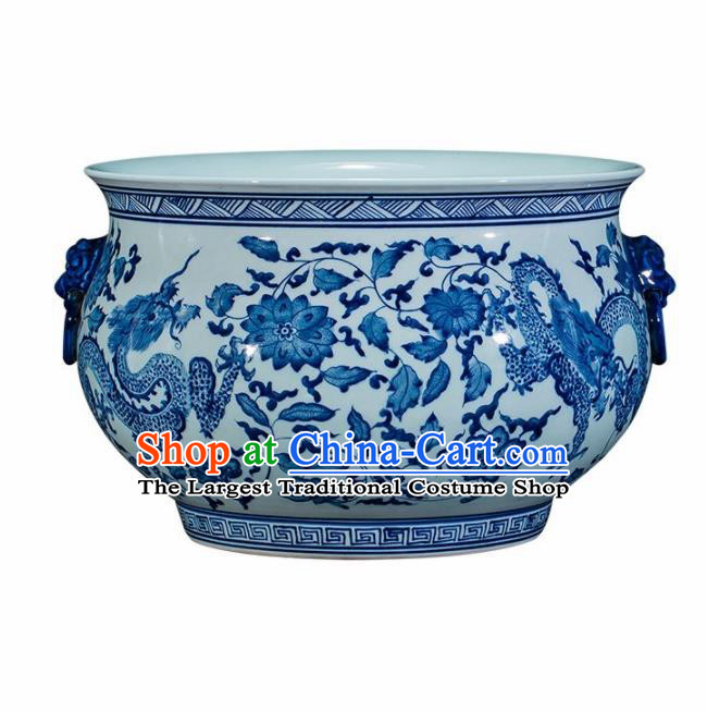 Chinese Jingdezhen Ceramic Painting Dragon Enamel Pot Handicraft Traditional Porcelain Vase