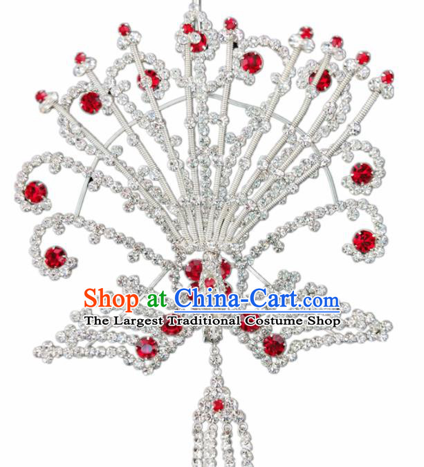 Chinese Ancient Peri Wigs and Crystal Phoenix Tassel Hairpins Traditional Peking Opera Imperial Consort Wig Sheath Hair Accessories for Women