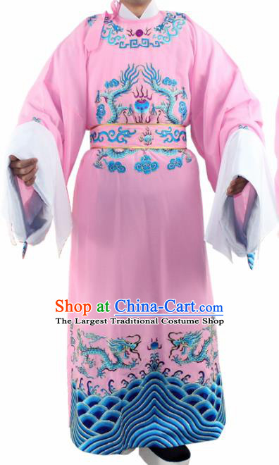 Chinese Ancient Number One Scholar Embroidered Pink Robe Traditional Peking Opera Niche Costume for Men