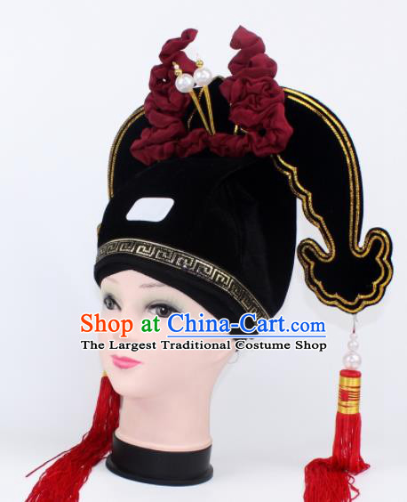Chinese Ancient Scholar Black Hat Traditional Peking Opera Niche Headwear for Men