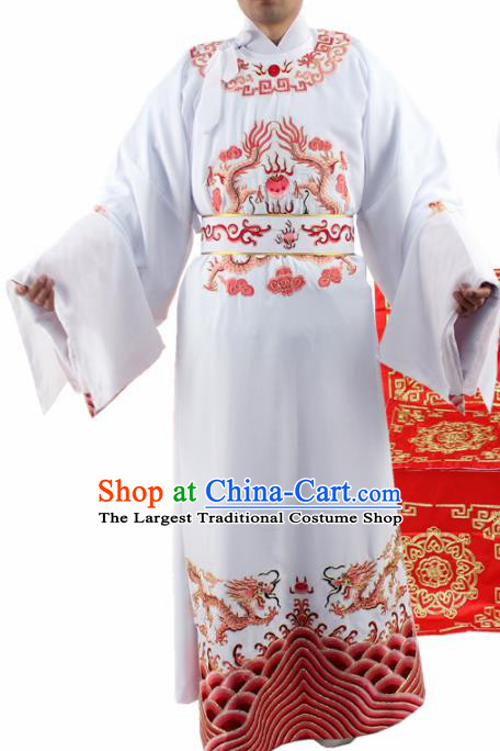 Chinese Ancient Number One Scholar Embroidered Red Dragon Robe Traditional Peking Opera Niche Costume for Men