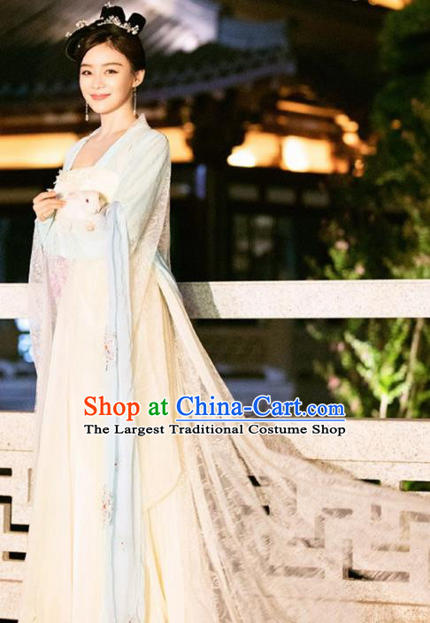 Traditional Chinese Tang Dynasty Imperial Concubine Embroidered Hanfu Dress Ancient Court Lady Replica Costume for Women