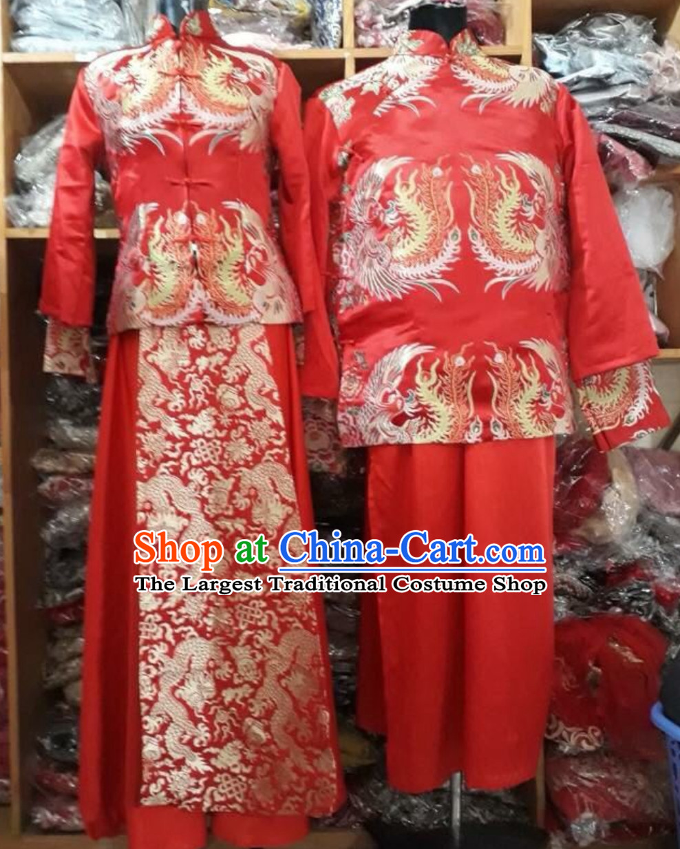 Traditional Vietnam Wedding Dresses Complete Set for Bride and Bridegroom