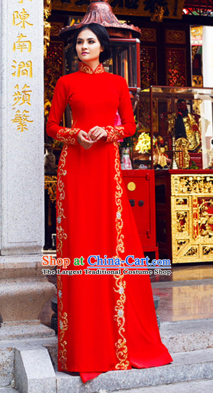 Traditional Vietnam Wedding Dresses Complete Set for Bride