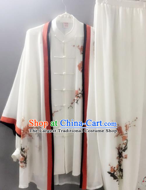 Chinese Traditional Kung Fu Competition Costume Tai Chi Martial Arts Printing Plum Blossoms Clothing for Men