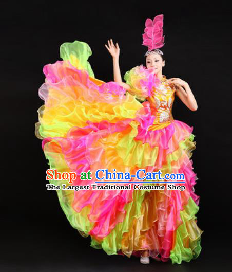 Chinese Traditional Opening Dance Bubble Dress Spring Festival Gala Stage Performance Costume for Women