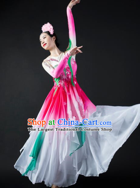 Top Grade Chorus Opening Dance Pink Dress Modern Dance Stage Performance Costume for Women