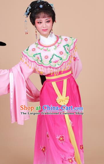 Chinese Traditional Shaoxing Opera Peri Princess Rosy Embroidered Dress Beijing Opera Hua Dan Costume for Women