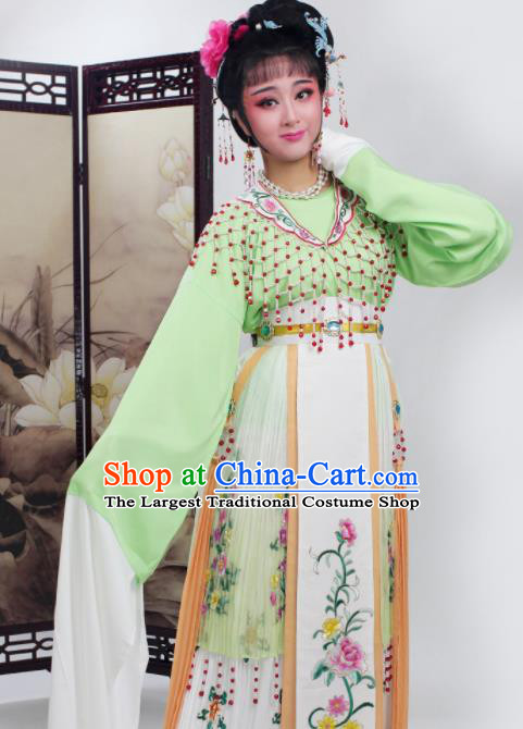 Chinese Traditional Huangmei Opera Princess Green Dress Beijing Opera Hua Dan Costume for Women