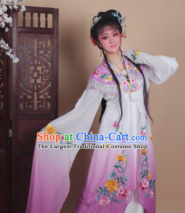 Chinese Traditional Huangmei Opera Actress Embroidered Purple Dress Beijing Opera Hua Dan Costume for Women