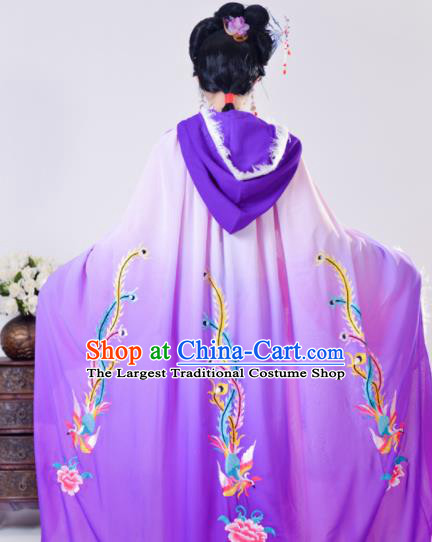 Chinese Traditional Shaoxing Opera Embroidered Purple Cloak Beijing Opera Princess Hua Dan Costume for Women
