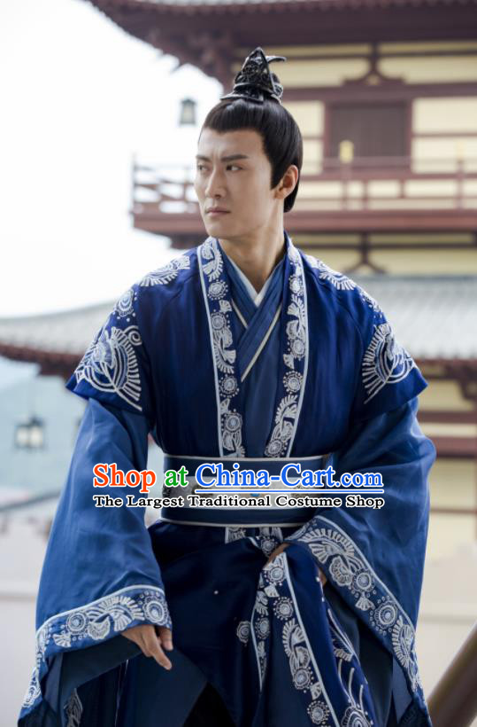 Chinese Drama Queen Dugu Ancient Northern Zhou Dynasty Emperor Yuwen Yong Embroidered Historical Costume for Men