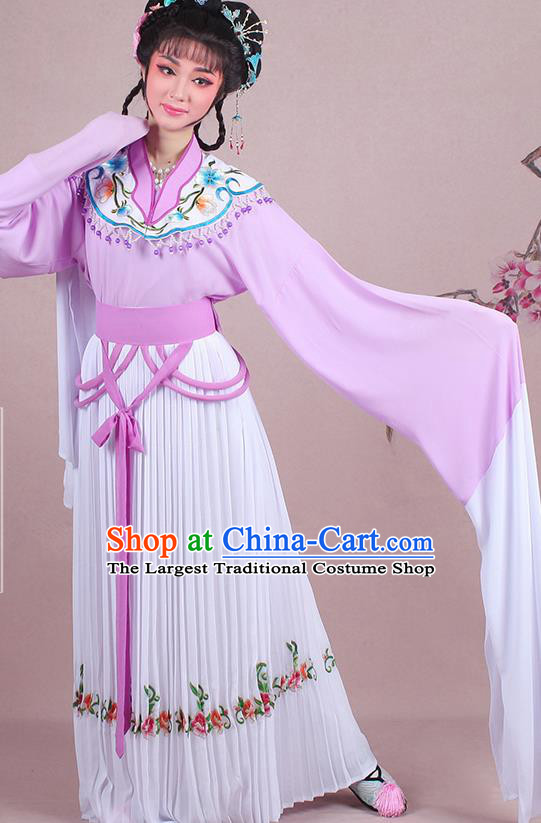 Chinese Traditional Shaoxing Opera Young Lady Embroidered Purple Dress Beijing Opera Maidservants Costume for Women