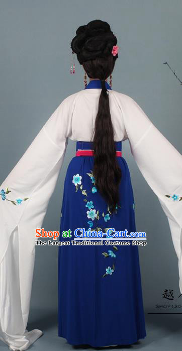 Chinese Traditional Huangmei Opera Rich Lady Embroidered Navy Dress Beijing Opera Hua Dan Costume for Women