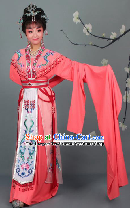 Chinese Traditional Huangmei Opera Imperial Consort Embroidered Rosy Dress Beijing Opera Court Lady Costume for Women