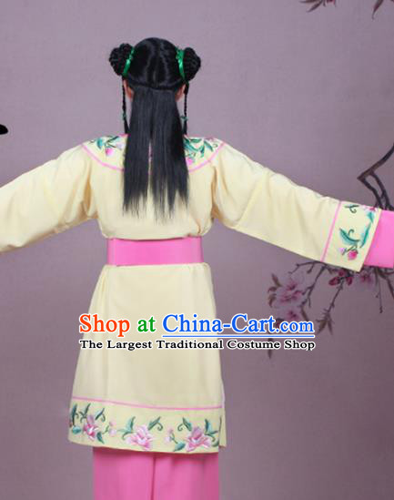 Chinese Traditional Peking Opera Servant Yellow Clothing Beijing Opera Livehand Costume for Men
