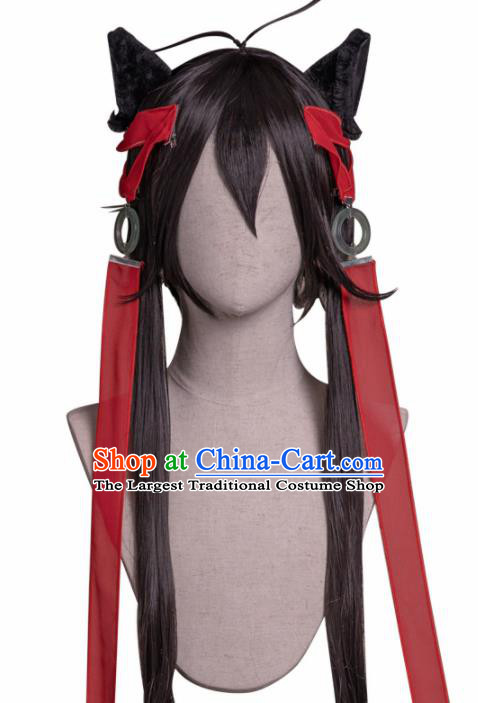 Chinese Traditional Cosplay Knight Wigs Halloween Swordsman Wig Sheath for Men