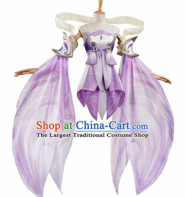 Chinese Traditional Cosplay Purple Hanfu Dress Ancient Halloween Swordswoman Costume for Women