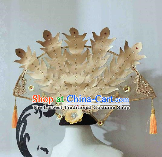 Chinese Traditional Hanfu Golden Phoenix Coronet Cosplay Ancient Imperial Consort Hair Accessories Hairpins for Women