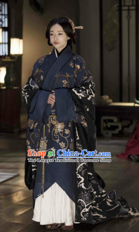 The Lengend of Haolan Chinese Ancient Warring States Period Qin State Imperial Consort Embroidered Historical Costume and Headpiece for Women