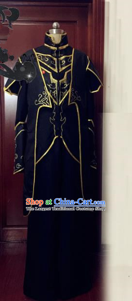 Chinese Traditional Cosplay Warrior Costume Ancient Swordsman Black Hanfu Clothing for Men