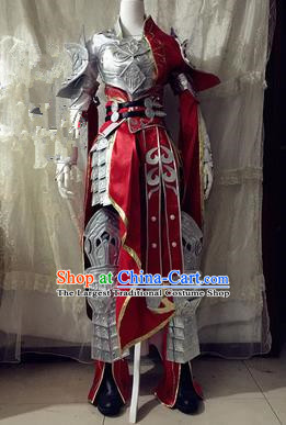 Chinese Traditional Cosplay Swordswoman Body Armour Costume Ancient Female General Hanfu Dress for Women