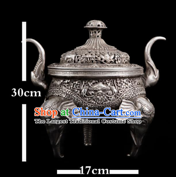Chinese Traditional Taoism Bagua Cupronickel Elephant Incense Burner Feng Shui Items Censer Decoration