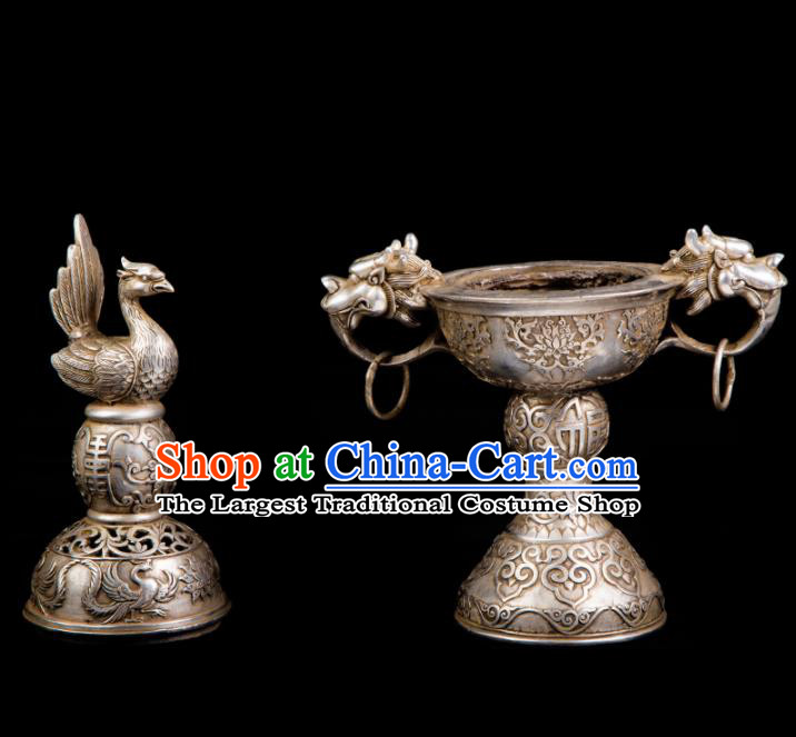 Chinese Traditional Taoism Bagua Cupronickel Bird Incense Burner Feng Shui Items Censer Decoration