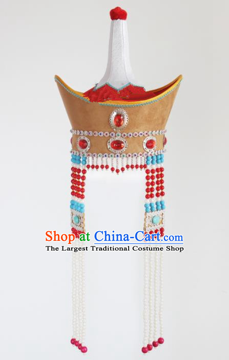 Chinese Traditional Mongolian Ethnic Hair Accessories Mongol Nationality Princess Hat for Women