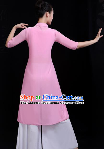 Chinese Traditional Fan Dance Pink Costume Classical Dance Group Dance Dress for Women