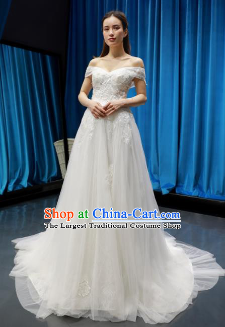 Top Grade Wedding Dress Bride Full Dress Princess Costume Train Wedding Gown for Women