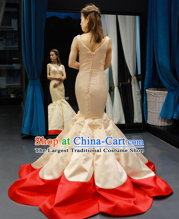 Top Grade Compere Beige Fishtail Full Dress Princess Wedding Dress Costume for Women