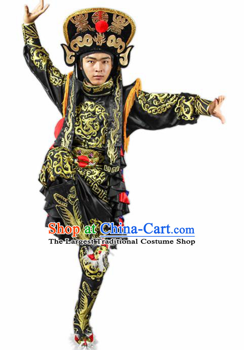 Chinese Traditional Sichuan Opera Black Costume Face Changing Clothing Complete Set for Men