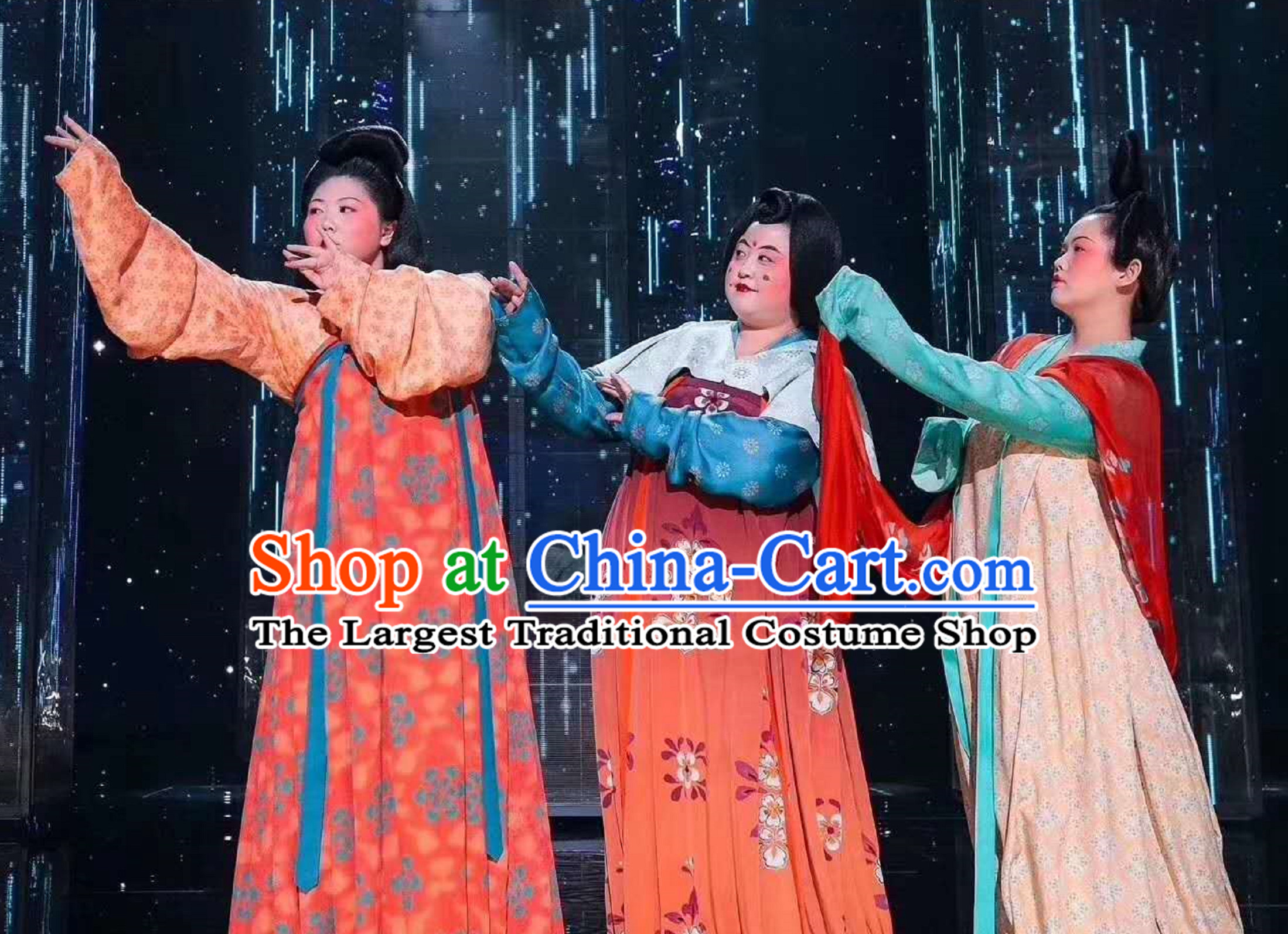 Ancient Chinese Tang Lady Costumes Dresses 3 Sets