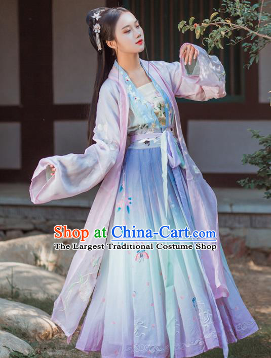 Chinese Traditional Hanfu Dress Ancient Tang Dynasty Palace Princess Embroidered Costume for Women