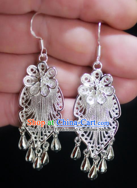 Traditional Chinese Miao Nationality Ear Accessories Hmong Female Wedding Earrings for Women