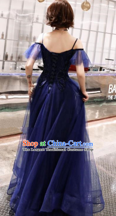 Professional Compere Costume Top Grade Royalblue Veil Full Dress Modern Dance Clothing for Women