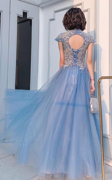 Top Grade Catwalks Blue Paillette Mermaid Evening Dress Compere Modern Fancywork Costume for Women