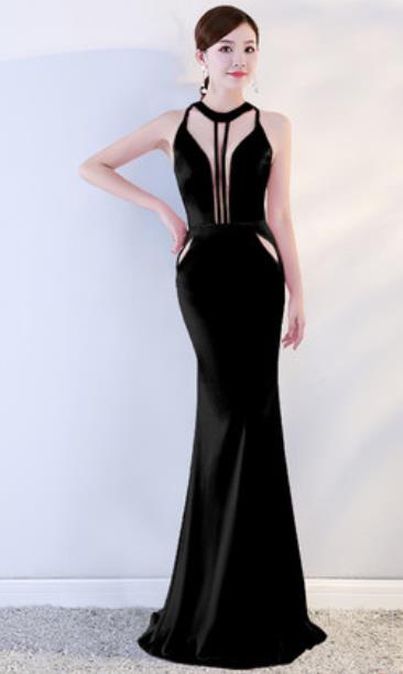 Top Grade Catwalks Black Paillette Sexy Evening Dress Compere Modern Fancywork Costume for Women